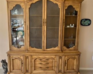 10. Country French China Cabinet (2 pc) (76" x 16" x 84")