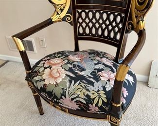 1. Decorative Arm Chair w/ Gilt Accents (27" x 20" x 37")