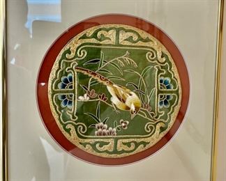 76. Asian Embroidered Bird Artwork