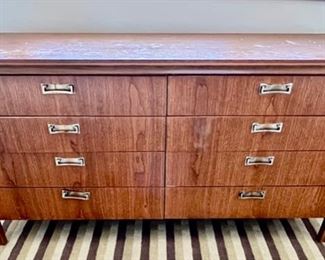 48. Mid Century Modern 8 Drawer Dresser (60" x 19.5" x 32.5") (as is)