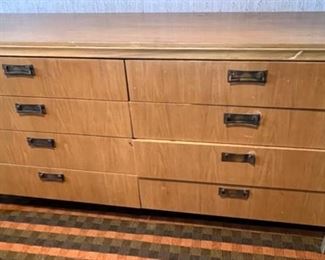 47. Mid Century Modern 8 Drawer Dresser (60" x 19.5" x 32.5") (as is)