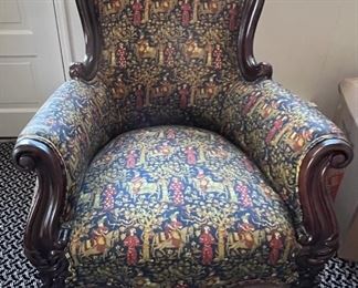 58. Carved Accent Chair (27.5" x 26" x 38") (as is)
