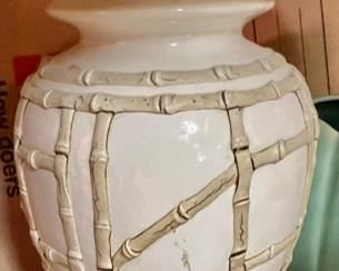 80.  Cream Bamboo Porcelain Lamp