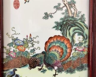 87. Set of 4 Asian Porcelain Plaques from D & D Building (21" x 14.5")