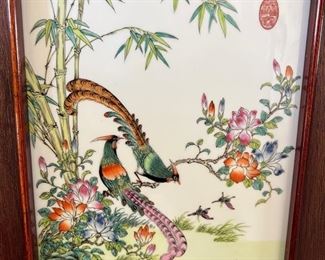 87. Set of 4 Asian Porcelain Plaques from D & D Building (21" x 14.5")