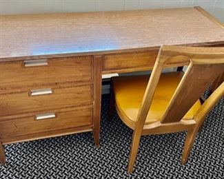 74. MCM Inlaid Wood Desk and Chair