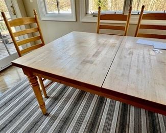 6. Set of 6 Ladder Back Chairs w/ Rush Seats (19" x 16" x 43")
7. Custom Maple Dining Table (60" x 42" x 29") w/ 2 Leaves