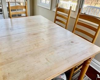 6. Set of 6 Ladder Back Chairs w/ Rush Seats (19" x 16" x 43")
7. Custom Maple Dining Table (60" x 42" x 29") w/ 2 Leaves