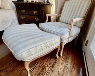 11. Domain Bergere Chair (30" x 27" x 37") and Ottoman (30" x 21" x 16")