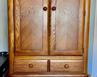 21. Vintage Oak Armoire/Entertainment Cabinet (41" x 20" x 75")