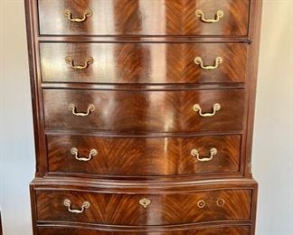 23. Drexel Heritage 8 Drawer Highboy Dresser w/ Brass Pulls (40" x 18" x 72")