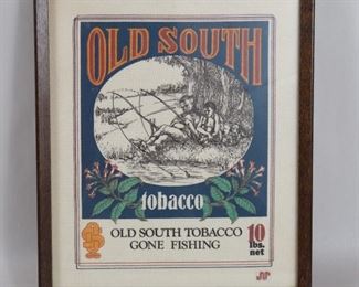 032 Old South Tobacco Bag Logo Cutout Framed