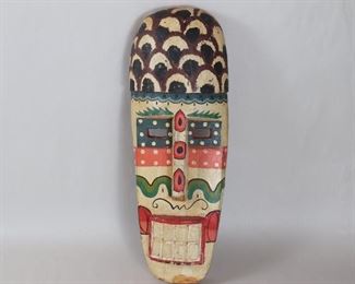 038 Colorful Tribal Mask Wall Hanging Wooden Carved