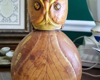 Leather owl decanter