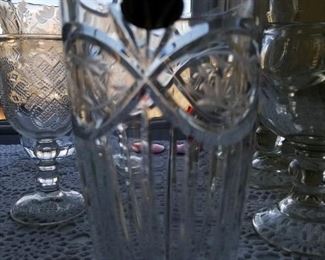 Heavy cut crystal etched vase