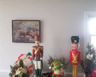 Tin soldiers, sleds, snowflake lanterns, Christmas decor