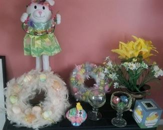 Easter wreaths, tissue box, eggs, and more