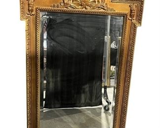 Large Vintage Framed Carved Beveled Wall Mirror