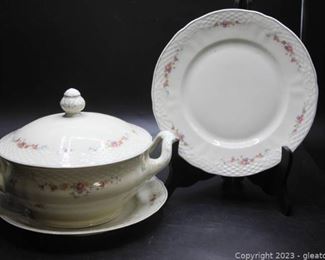 Lidded Vegetable Soup Bowl and 2 Dinner Plates by Furilaum Bavaria