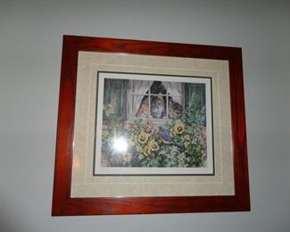 Framed Cat Art 18 x 20