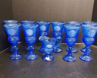 11 Piece Lot of Avon Blue Fostoria Collectible Glasses