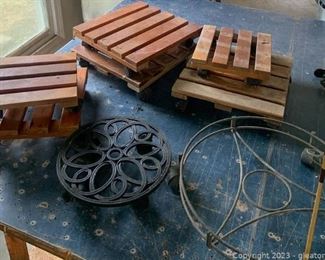 Eight Plant Stands on Wheels