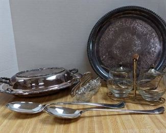 Mid Century Condiment Wire Rack Set Italy Swan S and P Dishes Leonard Serving Spoon Victorian Rose Wm Rogers and Son Dish and More