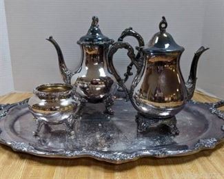 Reed and Barton Tara Hall Coffee Sugar and Engraved Tray Plus EPNS Spoon Made in England