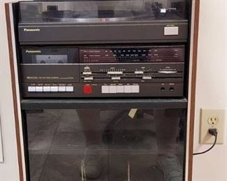 Vintage Panasonic Stereo System Jensen Speakers Storage Rack