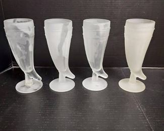 Vintage Frosted Viking Horn Pilsner Glasses