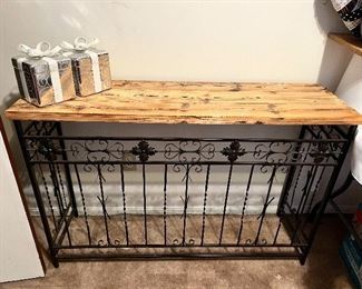 Nice metal sofa table with wood top