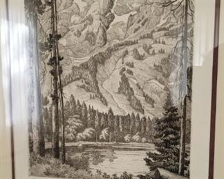 Mount Teewinot Grand Tetons etching, Cornelis Botke 2nd edition, 10/50 SOLD