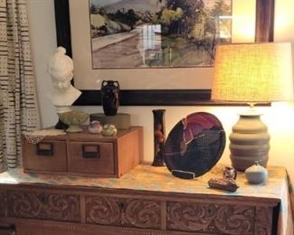 Large water color SOLD. Bust SOLD. Artist plate SOLD. Dresser available.