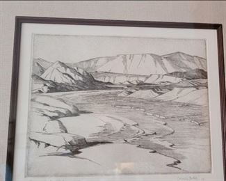 Furnace Creek Wash, Death Valley, Etching, 2nd Edition, 12/50, Cornelis Botke SOLD