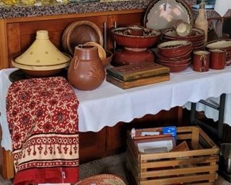 Basket sold. Tagine sold.Pottery plates still available.