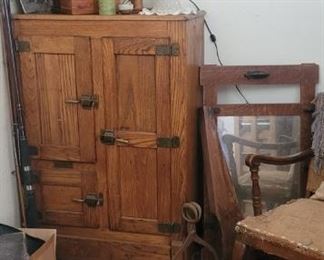 Hooked rug SOLD. Spools SOLD. Oak mirror SOLD