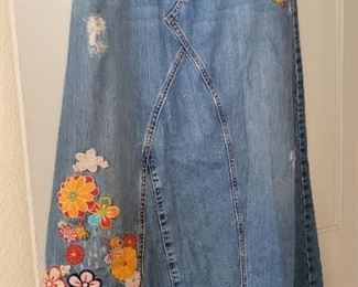 Lucky Brand denim and flower embroidered skirt SOLD