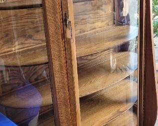 Superb large antique oak curio cabinet SOLD