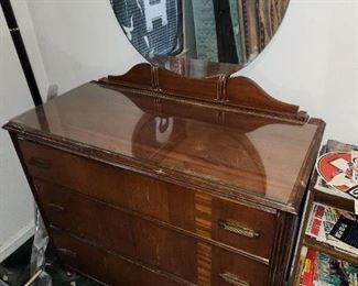 Antique dresser. Glass top