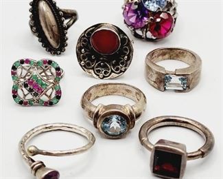 Lots & lots of gemstone and sterling rings,  over 100!!!!
