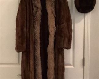 Mink Coat with Fox Trim Mink Hat