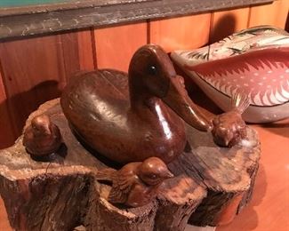 Carved wood ducks