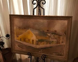 Believe to be of the old French Quarter Market. Oil painting