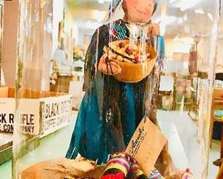 Annalee Pocahontas Doll under glass dome. Made in New Hampshire 