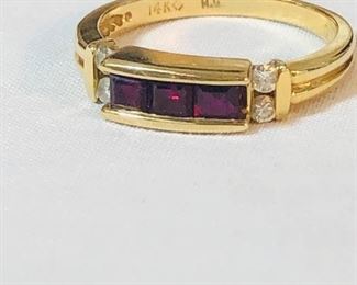 14K Gold Ruby and Diamond ring 