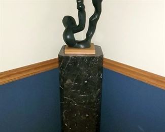 12" x 39.5"h Black Marble pedestal
