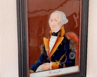 Reverse portrait on glass of George Washington