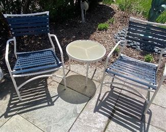 Tropitone stack chairs and table