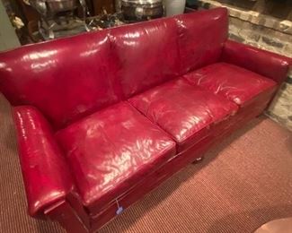 Red leather sofa