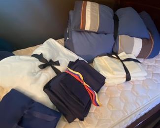 Twin bed linens, duvet, mattress pad, sheets